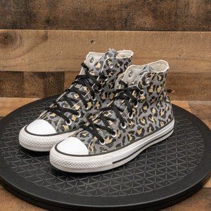 Leopard Print High-Top Canvas Sneakers - Gray/Black